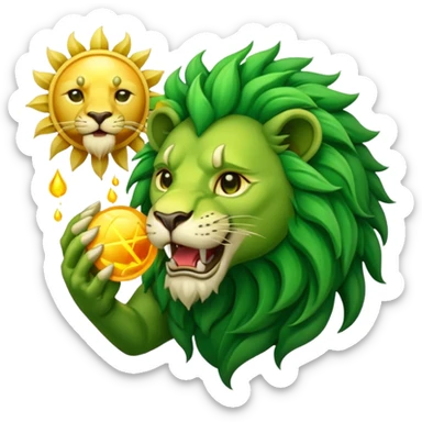 Alchemist style green lion devouring sun sticker