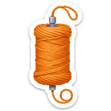 orange yarn on a bobbin sticker