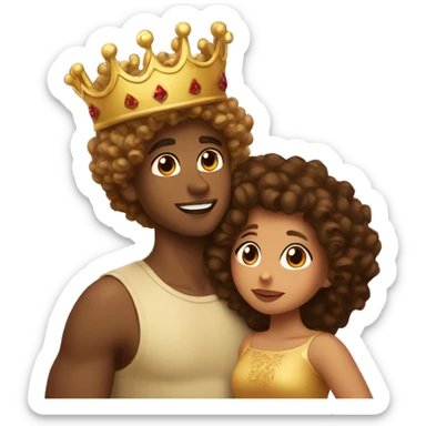Curly latina with crown kissing brown skin boy with crown  sticker