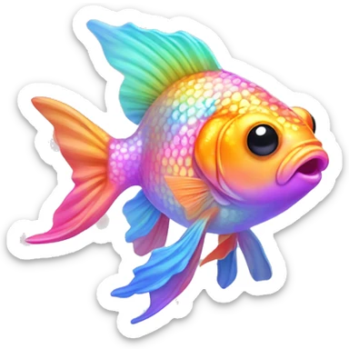 One bedazzled rainbow pastel neon goldfish sticker