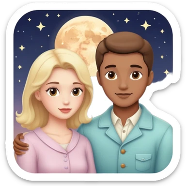 Pastel warm-colored romantic vintage Moonlight date sticker