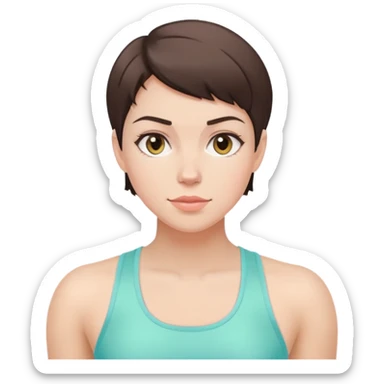 Pastel pink gym girl short brunette hair sticker