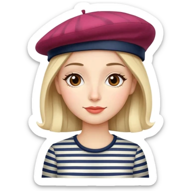 Parisian woman with beret and striped shirt sticker