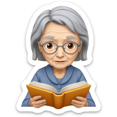 old woman read book sticker