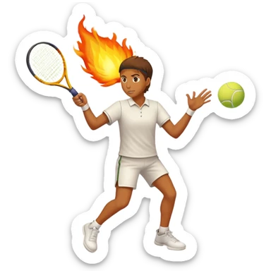 Tennis player hitting a ball in fire sticker
