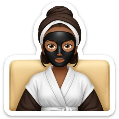 Lady with black face mask spa beauty full face relaxing sticker