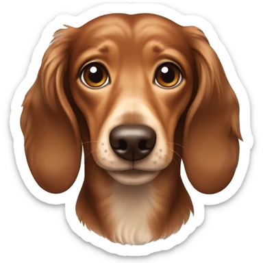 Brown long haired miniature Weiner dog  sticker