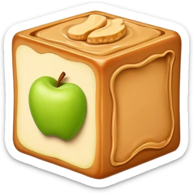 apple slice cube with peanut butter sticker