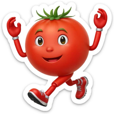 running tomato with legs sticker