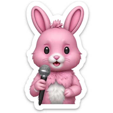 pink bunnie singing , holding mic sticker