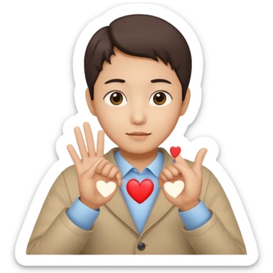 Carazon coreano uniendo dos manos con los dedos corazon y pulgar sticker