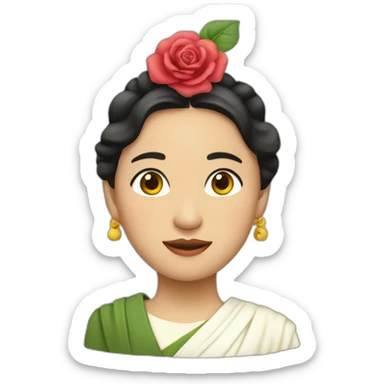 Aung San Su Kyi with a rose on her head sticker