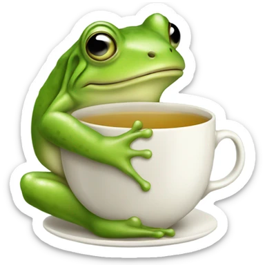Frog sipping tea sticker