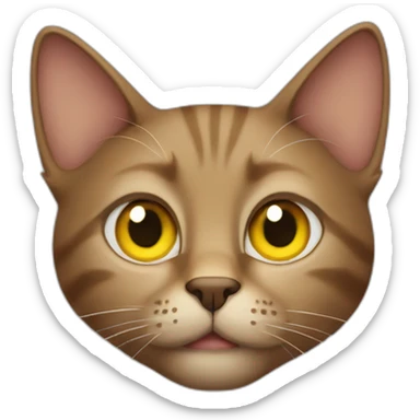 Brown cat, yellow eyes, doubting sticker