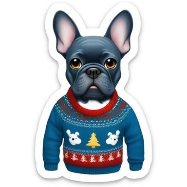 Blue French bulldog Christmas sweater  sticker