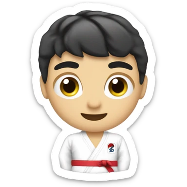 Crear un  emoj donde la imagen sea un niño con dobook de taekwondo itf sticker
