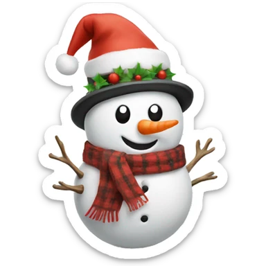snowman with christmas hat sticker