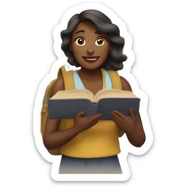 Mujer yendo a estudiar con su libros sticker
