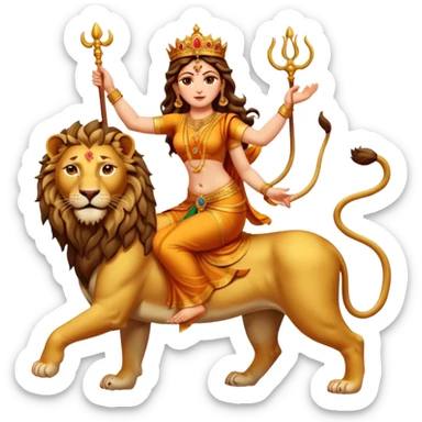 Divine Mother Durga & Lion in traditional pose. sticker