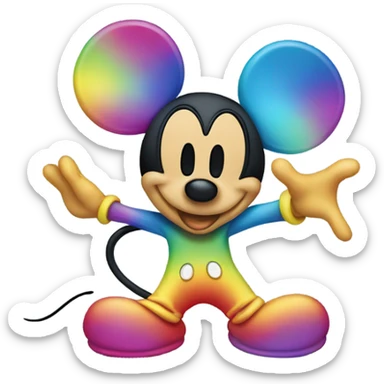 Rainbow colored Mickey Mouse sticker