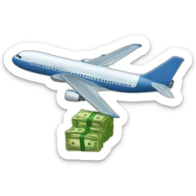 persona tirando dinero de un avion sticker