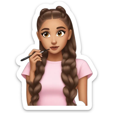 Ariana Grande putting on eyeliner sticker