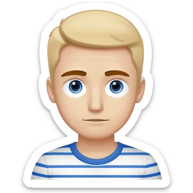 Chico blanco guapo con ojos color miel y cejas pobladas con una camiseta de mangas corta blanca y una camisa de vestir sobre puesta cde rayas blancas con rayas azules claro  sticker