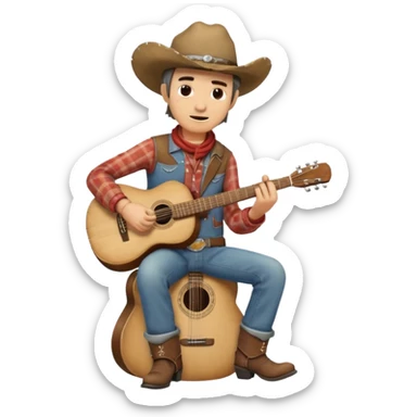 Cowboy playing guitar sticker