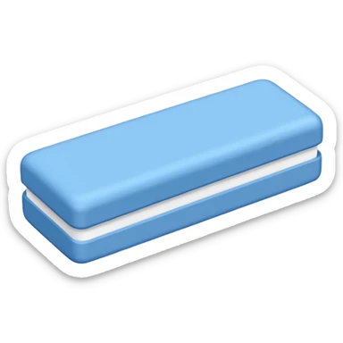 A single rubber white eraser with dark blue and light blue wrap sticker