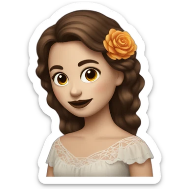dia de los muertos happy girl with pixie Brown hair sticker