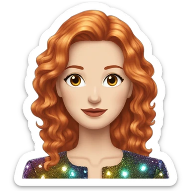 Audrey fleurot straight long hair with multicolored sequined suit sticker