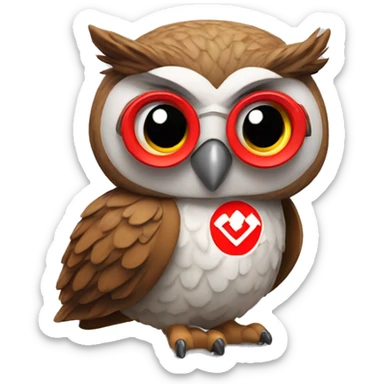 Owl wearing a red Trikot with Vodafone Logo  sticker