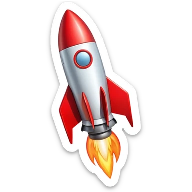 red rocket lifting off sticker
