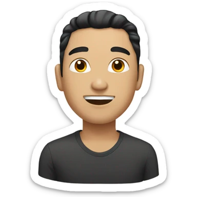 Asian man, clean shaved, black wavy hair sticker