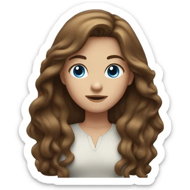 girl with long brown hair and blue eyes sticker