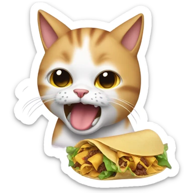 crying cat eating taco sticker