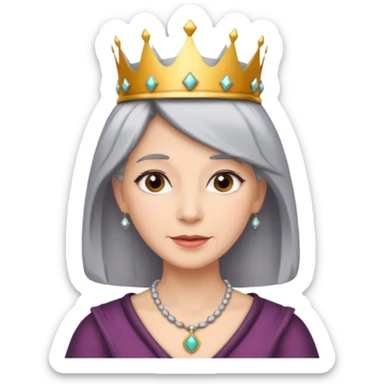 gray hair ladies with necklace and crown sticker