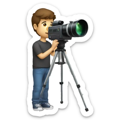 JEUNE HOMME METISSE AVEC UN CAMÉSCOPE VHS A LA MAIN sticker