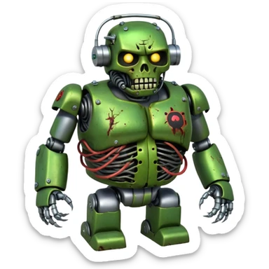 fat zombie robot terminator sticker