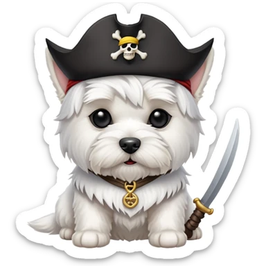 West Highland White Terrier dog as a pirate  sticker