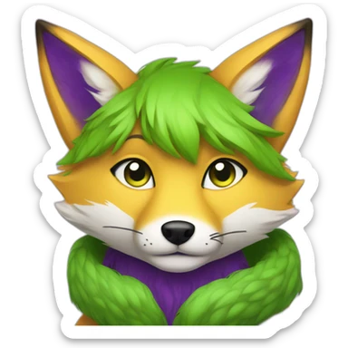 yellow purple fox furry green eyes sticker
