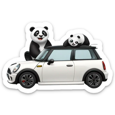 Panda and Mini Cooper  sticker