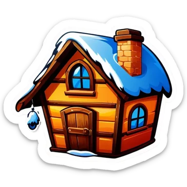 Blaue Holzhütte, im Winter sticker