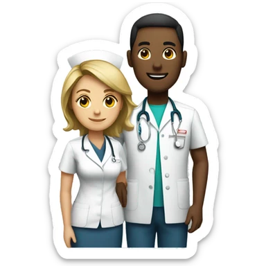 nurse male and  woman nurse next to eachother sticker