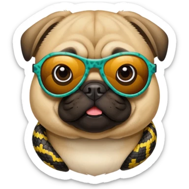a pug with pit vipar sunglasses sticker