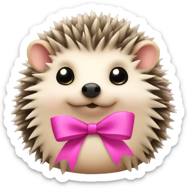 hedgehog with a pink bow sticker