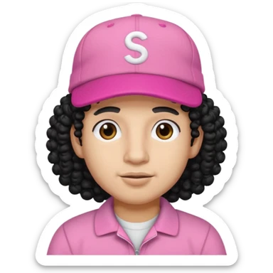 Papi Santana, Rosa keps & svart lockigt hår (kille) sticker