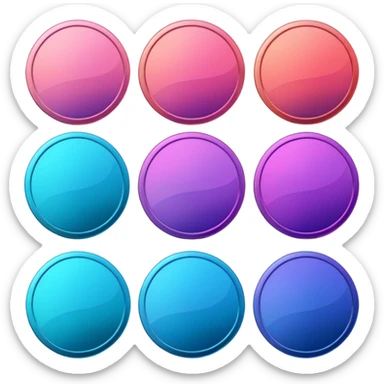 coins  pack in gradient of turquoise, blue, pink, purple, and coral color sticker
