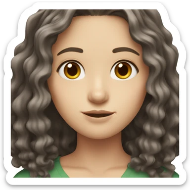 
a white girl with shoulder length wavy very dark brown hair sticker