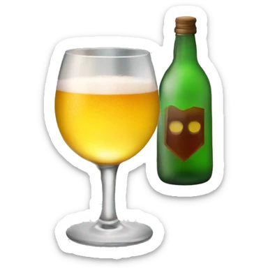 a glass of alcohol and a house  sticker